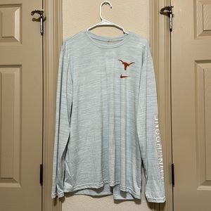 **Texas Longhorn Baseball Team Issued** White Nike Dri-fit Long Sleeve shirt